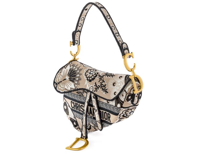 Christian Dior Brown Embroidered Saddle Bag - Image 2