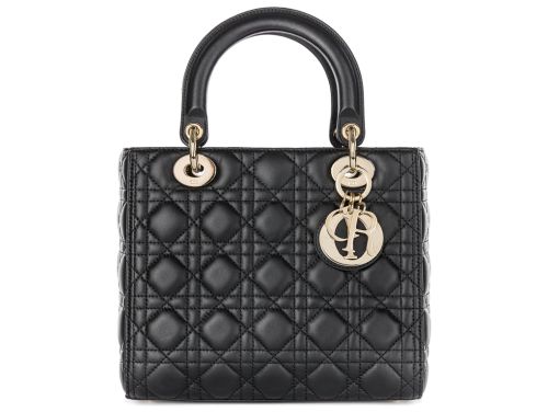 Christian Dior Lambskin Lady Dior Black Leather Bag (2)