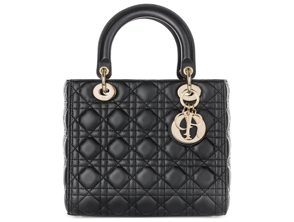 Christian Dior Lambskin Lady Dior Black Leather Bag (2)