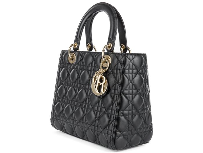 Christian Dior Lambskin Lady Dior Black Leather Bag - Image 2