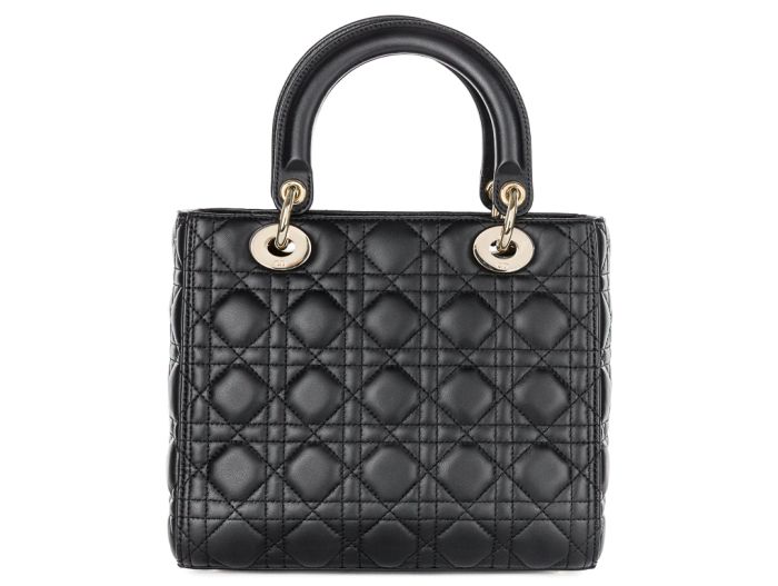 Christian Dior Lambskin Lady Dior Black Leather Bag - Image 3