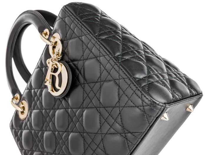 Christian Dior Lambskin Lady Dior Black Leather Bag - Image 4
