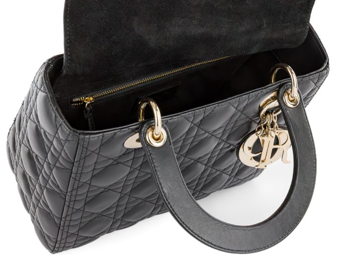Christian Dior Lambskin Lady Dior Black Leather Bag - Image 5