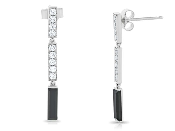 Diamond & Onyx Drop Earrings - Image 2