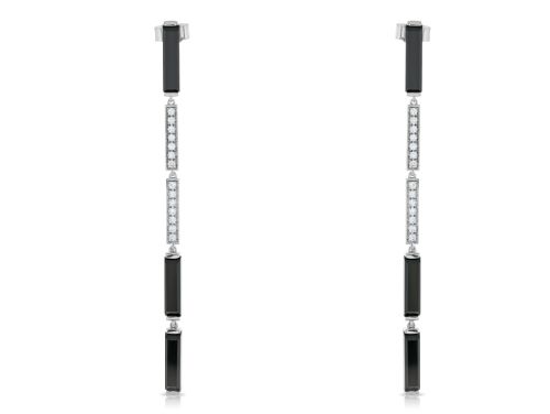 Diamond & Onyx Long Drop Earrings (1)