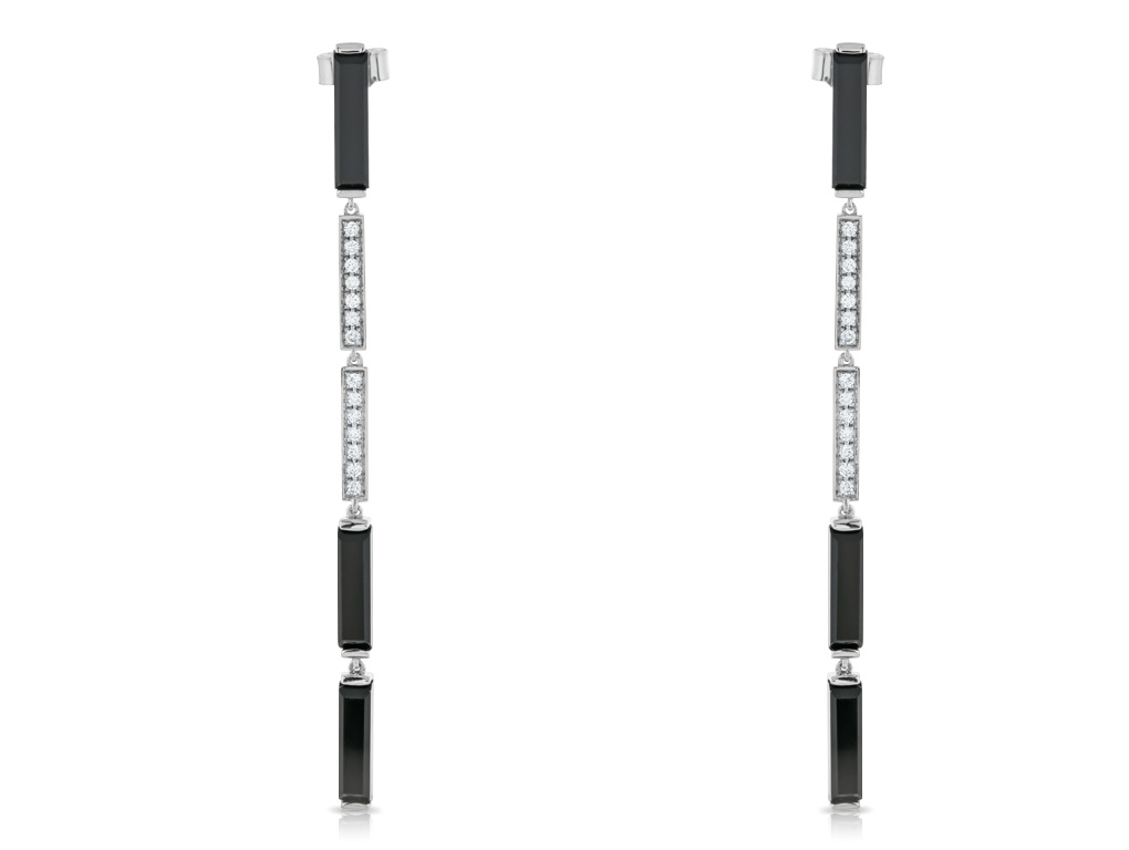 Diamond & Onyx Long Drop Earrings (1)