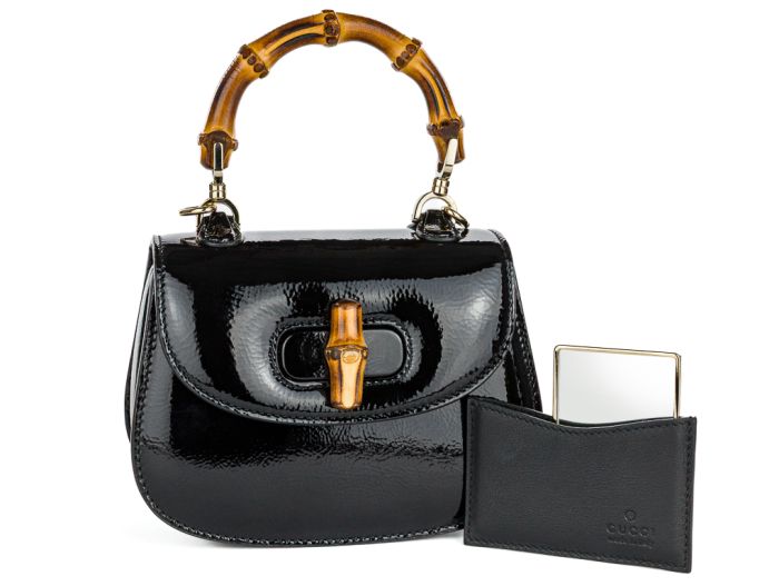 Gucci Black Patent Gucci Bamboo Bag (1)