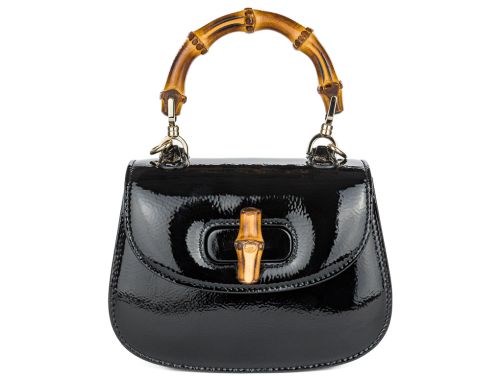 Gucci Black Patent Gucci Bamboo Bag (2)
