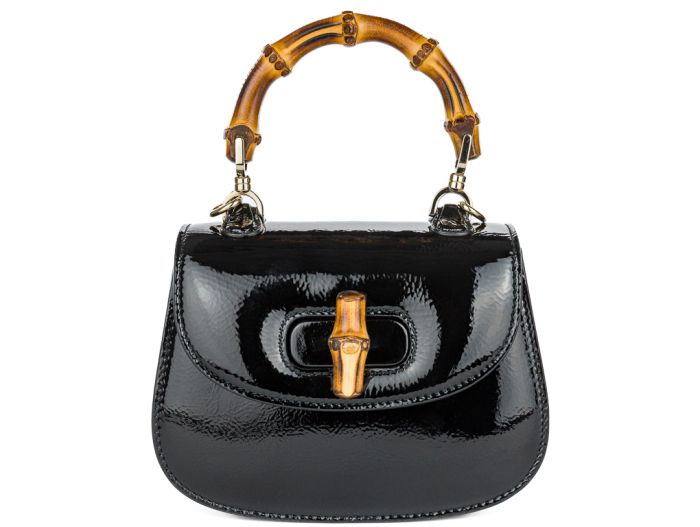 Gucci Black Patent Gucci Bamboo Bag (2)