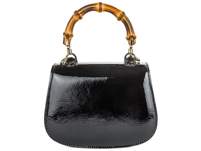 Gucci Black Patent Gucci Bamboo Bag - Image 3