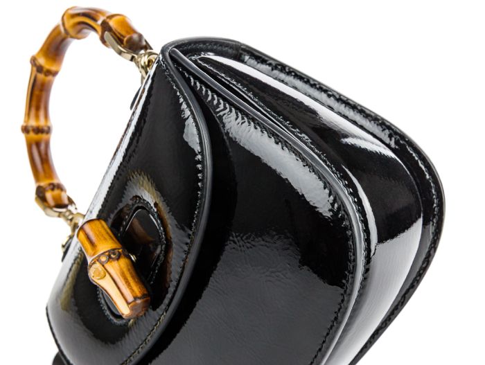 Gucci Black Patent Gucci Bamboo Bag - Image 4