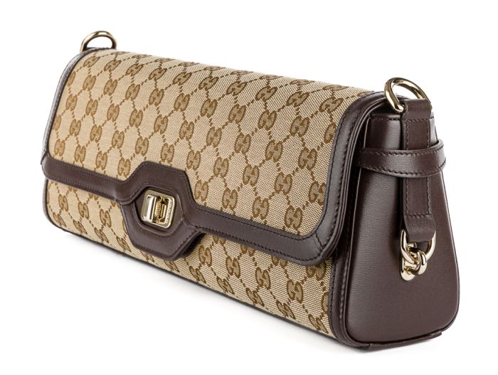 Gucci Brown Luce Canvas & Leather Bag - Image 2