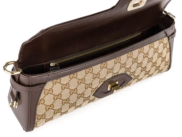 Gucci Brown Luce Canvas & Leather Bag - Image 5