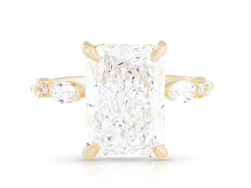 Laboratory Grown Radiant Cut Diamond Ring with Half Eternity