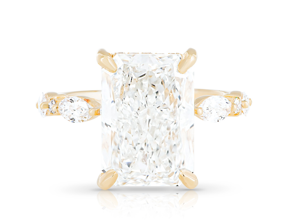 Laboratory Grown Radiant Cut Diamond Ring with Half Eternity