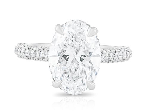 Oval Cut Laboratory Diamond 5.00ct Ring Half Band Eternity (1)