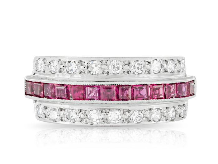 Ruby & Diamond 18ct White Gold Ring (1)
