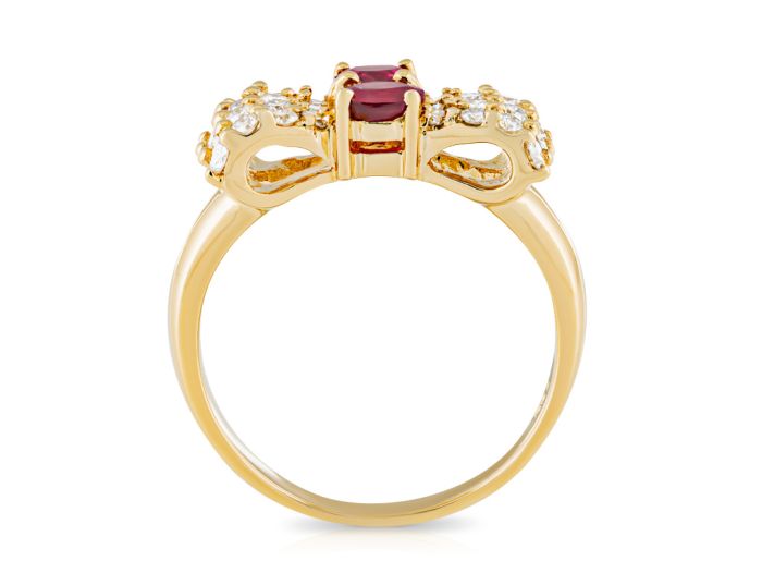 Ruby & Diamond Bow Dress Ring - Image 3