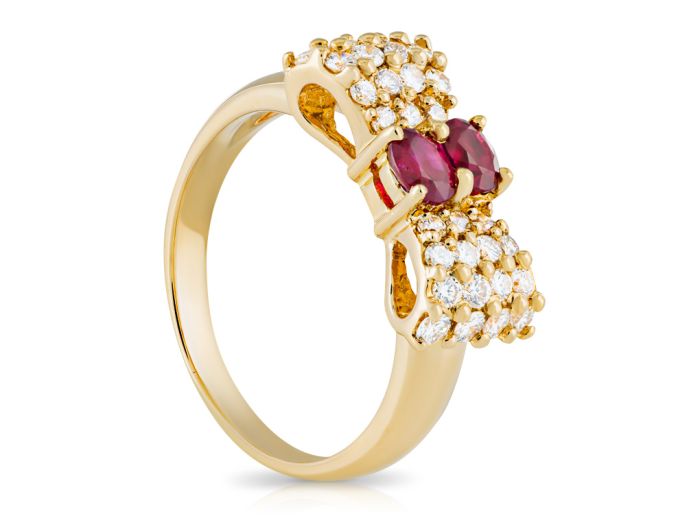 Ruby & Diamond Bow Dress Ring - Image 2
