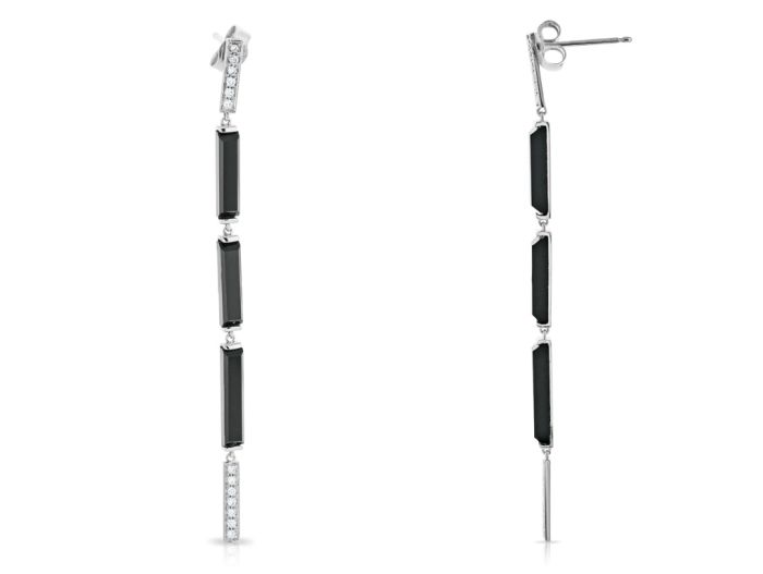 0.26ct Diamond & Onyx Earring (2)