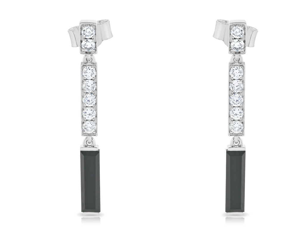 0.28ct Diamond & Onyx Drop Earrings (1)