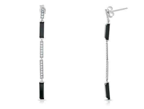 0.34ct Diamond & Onyx Drop earrings (2)