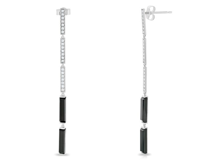 0.42ct Diamond & Onyx Earring - Image 2
