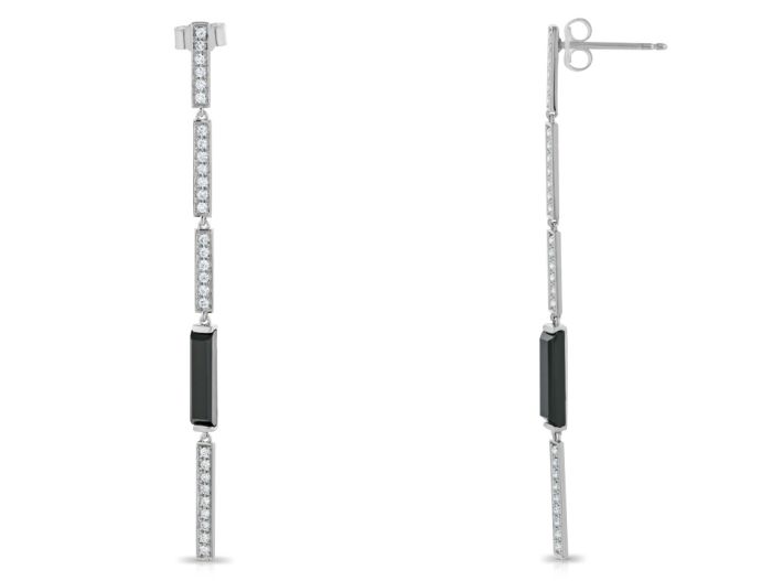 0.56ct Diamond & Onyx Drop Earrings - Image 2