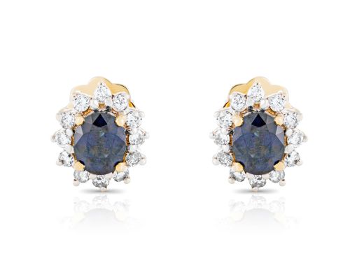1.27ct Sapphire & 0.31ct Diamond Earrings