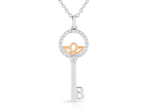 18ct Two Tone Gold Diamond Guardian Angel Key Necklace