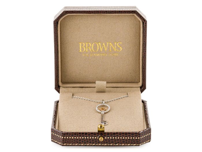 18ct Two Tone Gold Diamond Guardian Angel Key Necklace - Image 4