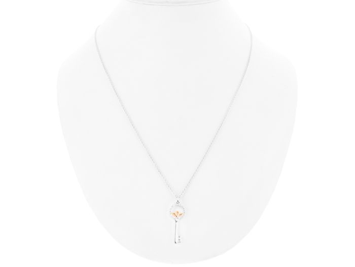 18ct Two Tone Gold Diamond Guardian Angel Key Necklace - Image 3