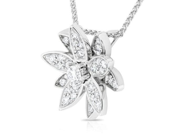 18ct White Gold Diamond Flower Necklace - Image 2