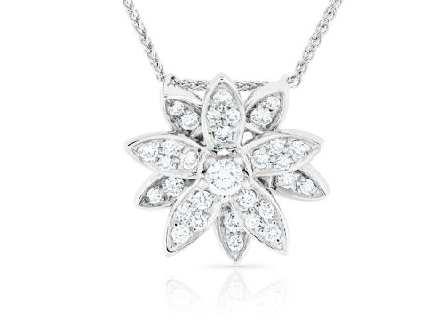 18ct White Gold Diamond Flower Necklace