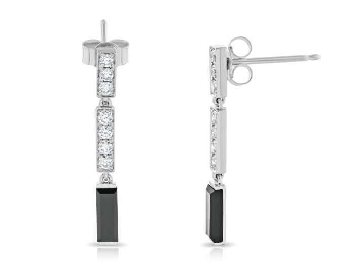 Black Onyx & 0.28ct Diamond Drop Earrings (1)