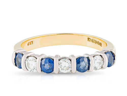 Blue Sapphire and Diamond Half Eternity Ring (1)