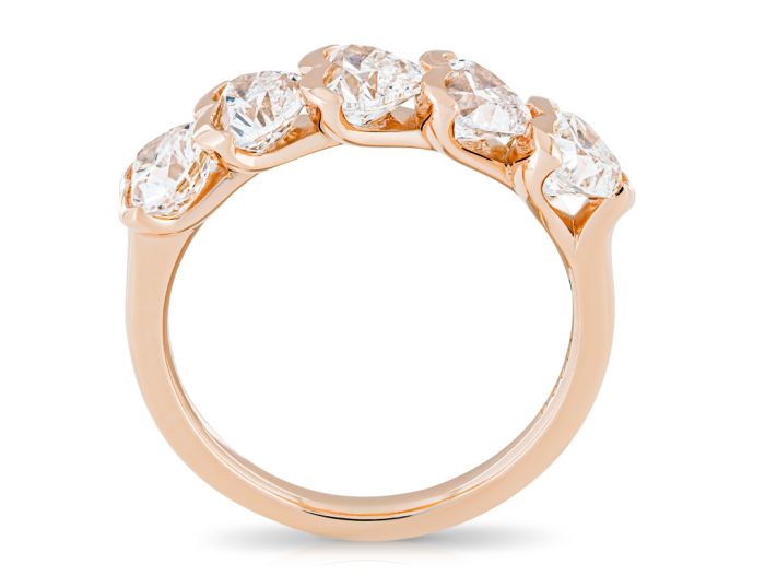 Boodles Five Stone Heart Diamond Rose Gold Half Eternity Ring - Image 3