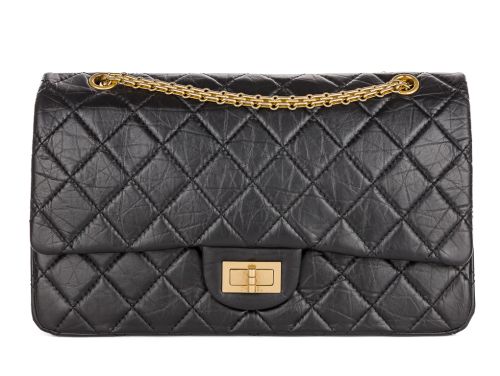 Chanel Black Calfskin Leather Quilted 2.55 Reissue Flap Bag