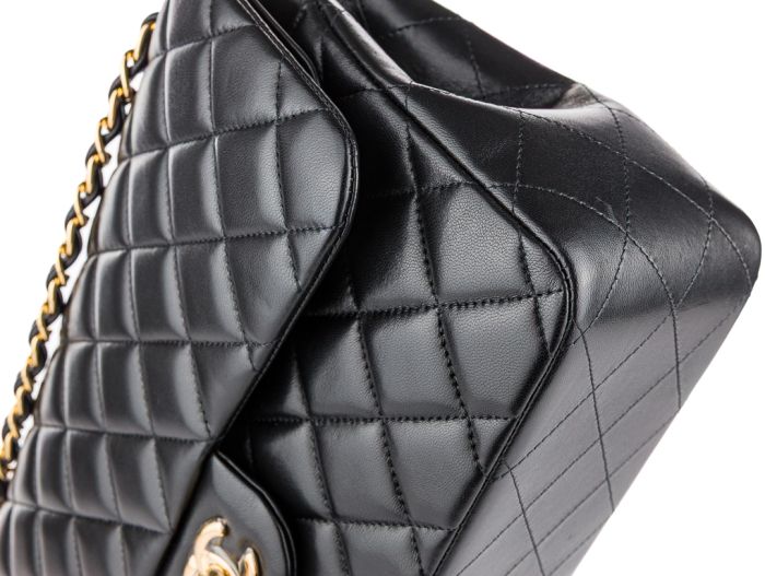 Chanel Black Quilted Lambskin Jumbo Double Flap Bag - Image 3