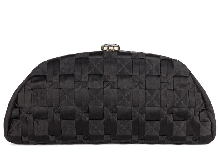 Chanel Black Timeless Satin Clutch