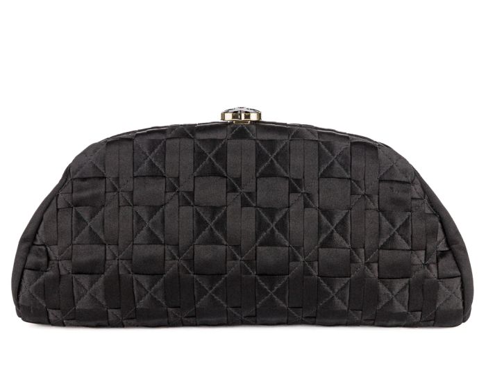 Chanel Black Timeless Satin Clutch