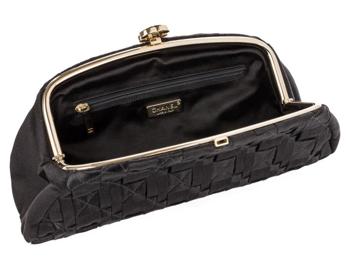Chanel Black Timeless Satin Clutch - Image 4