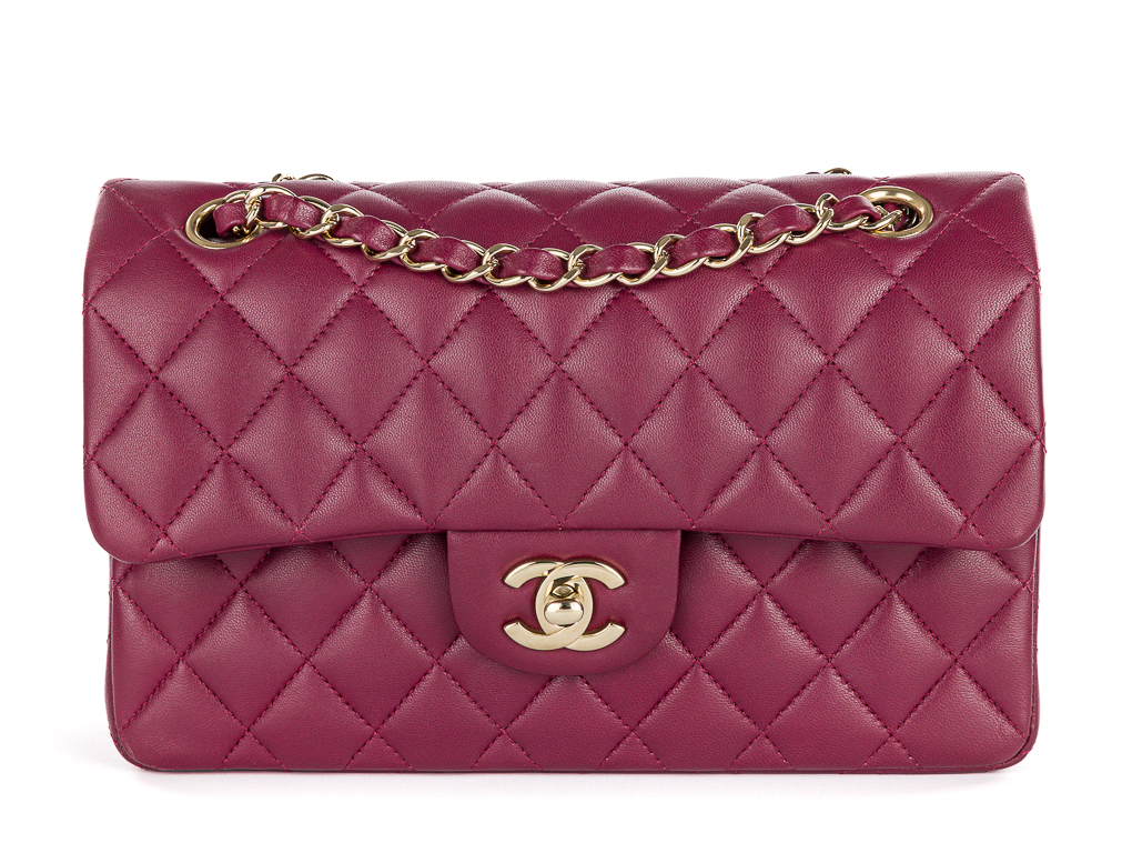 Chanel Burgundy Lambskin Classic Small Double Flap Bag
