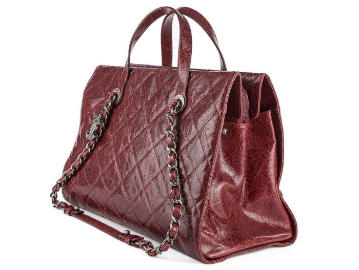 Chanel CC Crave Red Tote Quilted Glazed Caviar Bag - Image 2