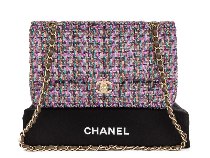 Chanel Multicolor Quilted Tweed Medium Double Flap Bag - Image 6