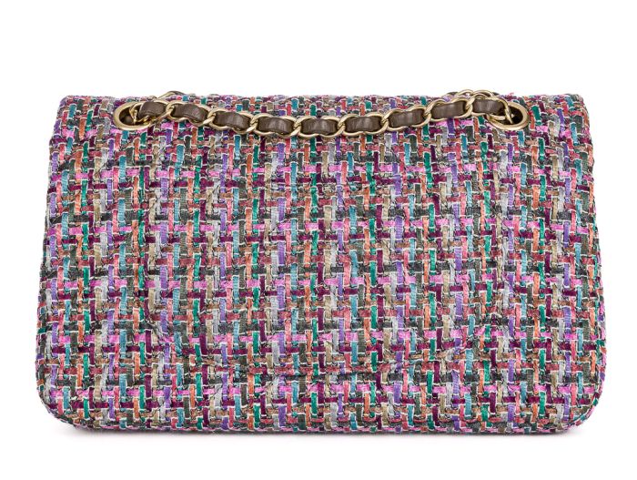 Chanel Multicolor Quilted Tweed Medium Double Flap Bag - Image 4