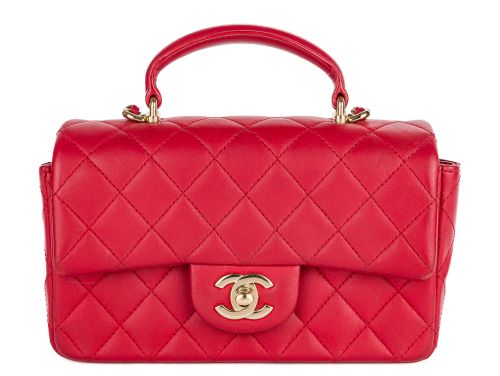 Chanel Red Lambskin Mini Classic Flap Bag