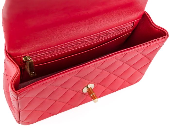 Chanel Red Lambskin Mini Classic Flap Bag - Image 3