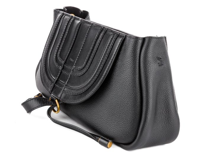 Chloe Marcie Black Shiny Grained Calfskin Bag