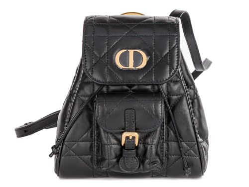 Christian Dior Black Lambskin Small Caro Backpack